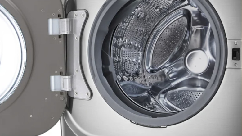 An open washer with a front-loading design