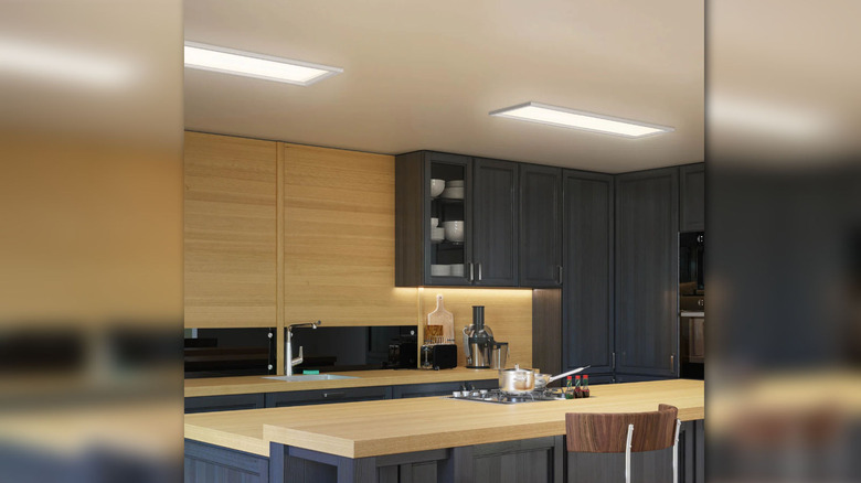 The Artika LED light panel installed above a kitchen.