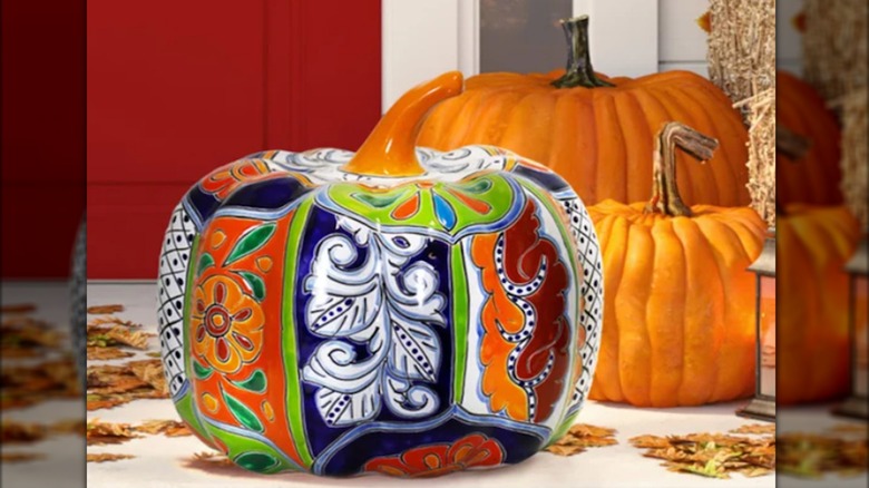 Costco 13-inch Talavera Style Ceramic Pumpkin
