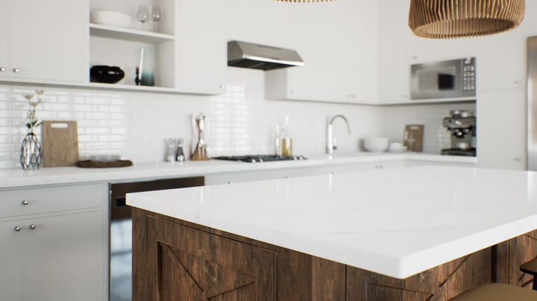 Closeup of a lava stone countertop in kitchen