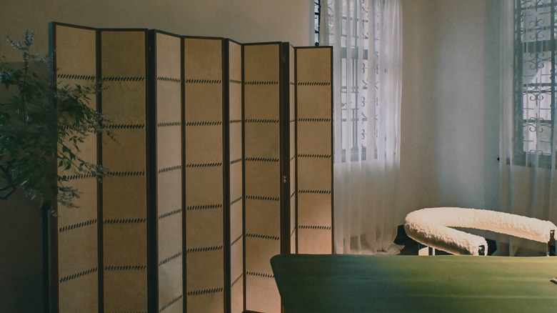 Room divider in a living room setting