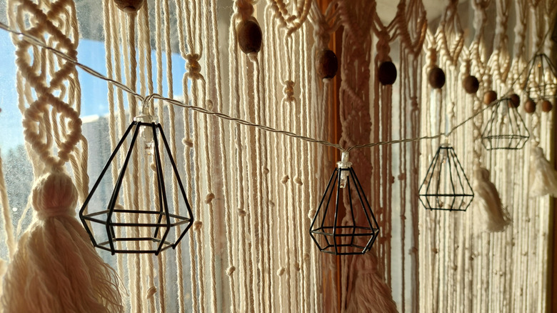 Macrame hanging over window