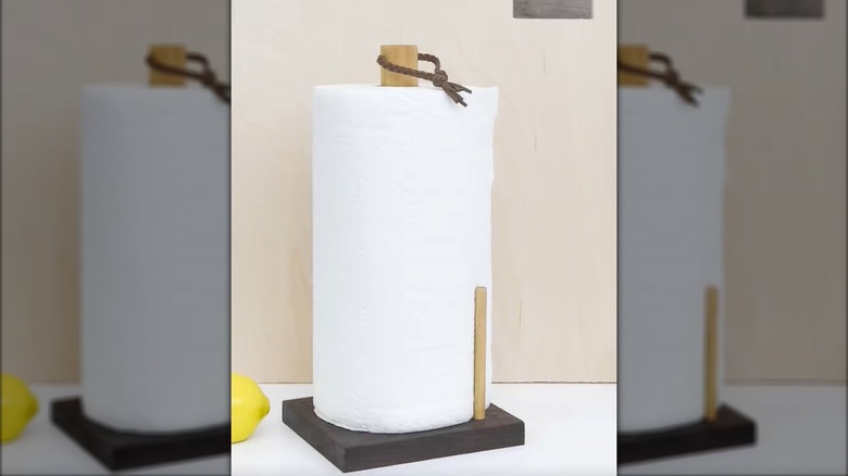 A handmade paper towel holder