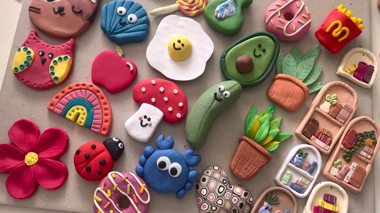 variety of animal, plant, food, etc. polymer clay magnets
