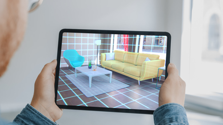 AR sofa on tablet