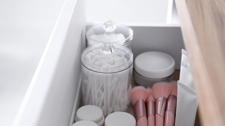 bathroom drawer storage cotton buds