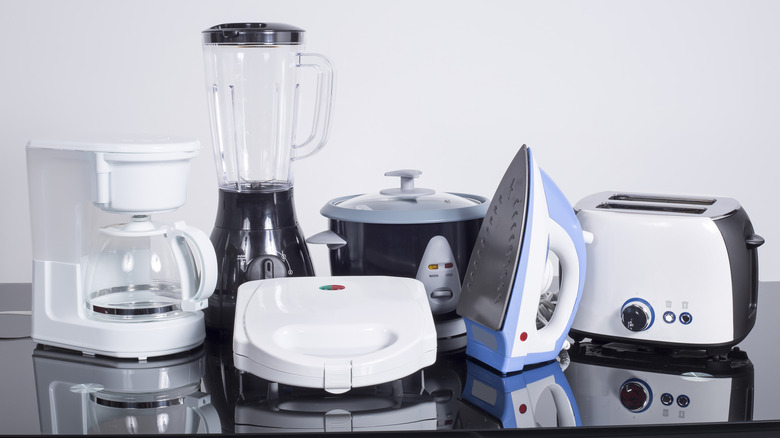 kitchen appliances on counter