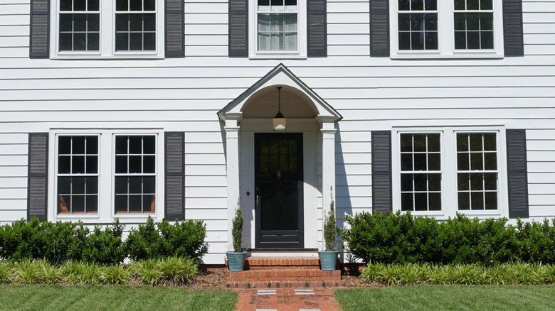 White house with black shutters