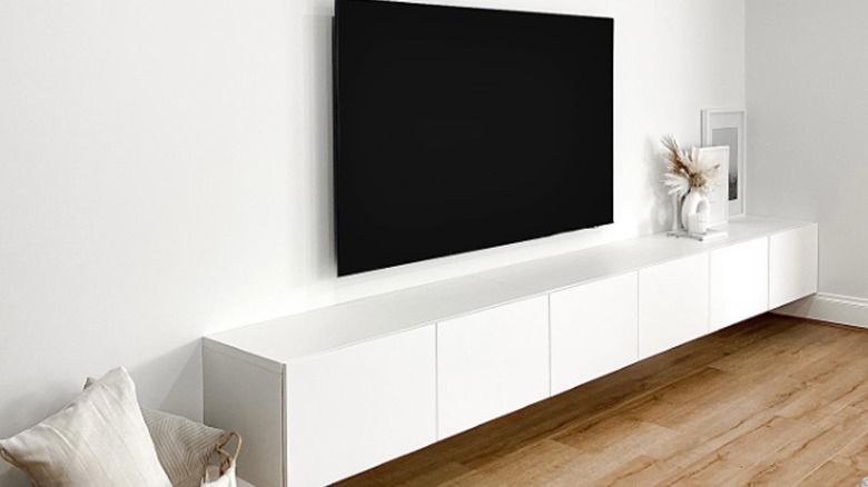 Ikea Besta white floating cabinets TV