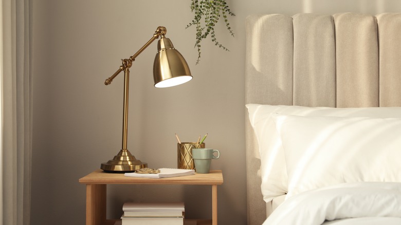 Lamp on bed table