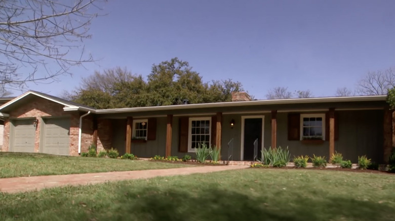 home with wooden columns