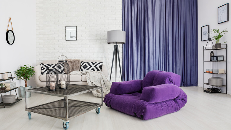 Living room with purple chair