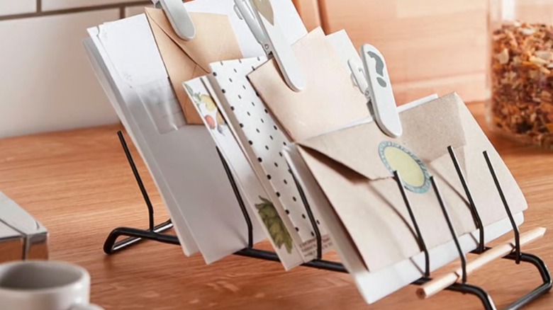 dish rack used to organize mail