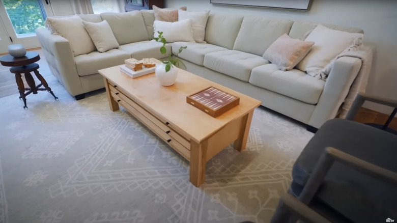 Coffee table with shallow drawers