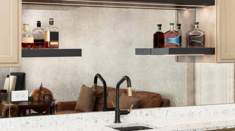 Cabinet-side liquor shelf
