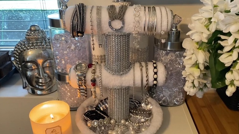 A pretty jewelry organizer holding bangles and bracelets