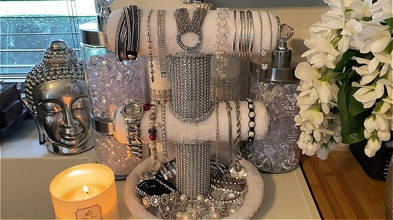 A pretty jewelry organizer holding bangles and bracelets