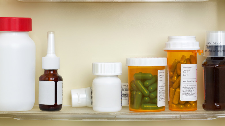 A variety of medications on a shelf
