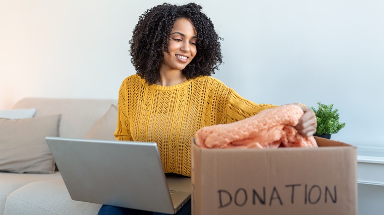 woman with donation box