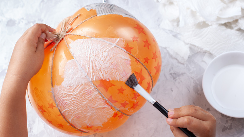 Pumpkin papier mache crafting