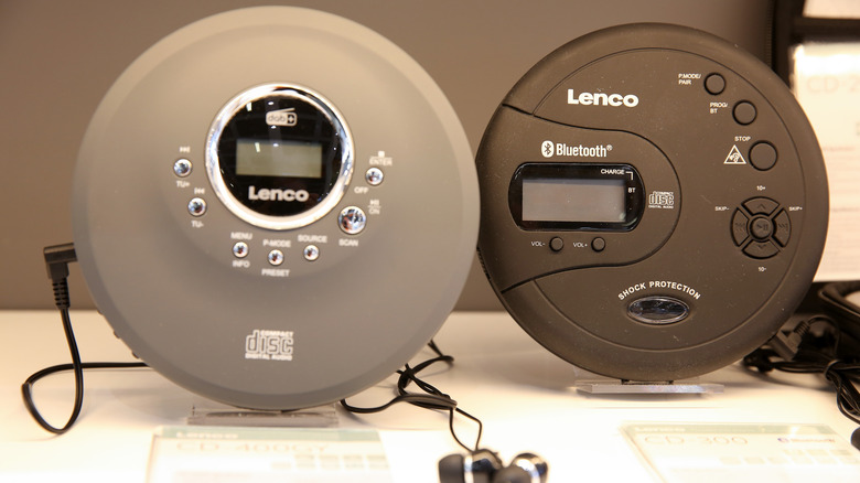 Two portable compact disc players