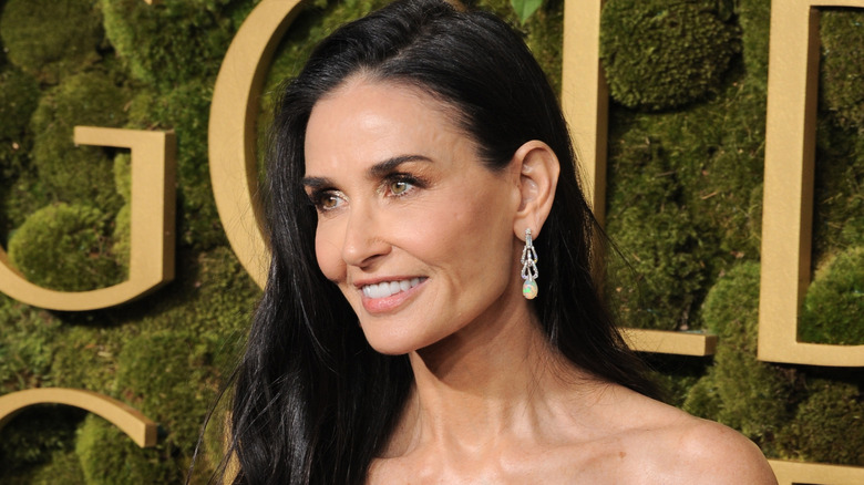 Demi Moore smiles at the Golden Globes in 2025.