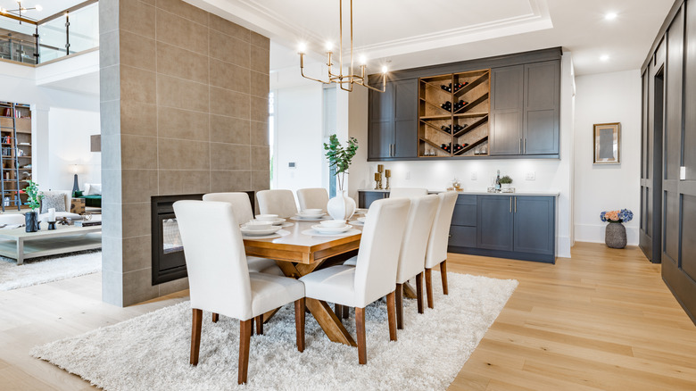 elegant kitchen with dark cabinets