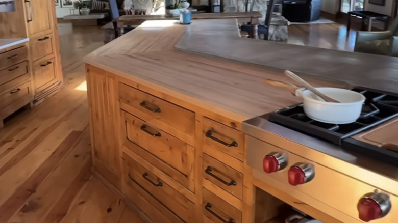 Close up of Butcher's Block counters in kitchen