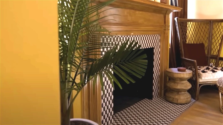 Moroccan tile on fireplace