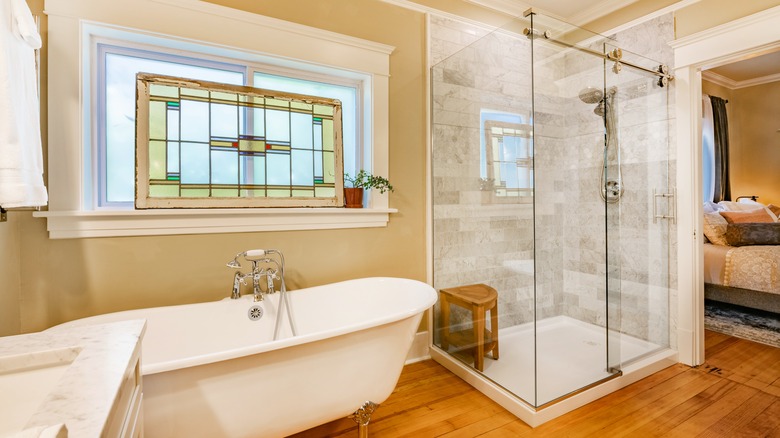 stained glass in bathroom