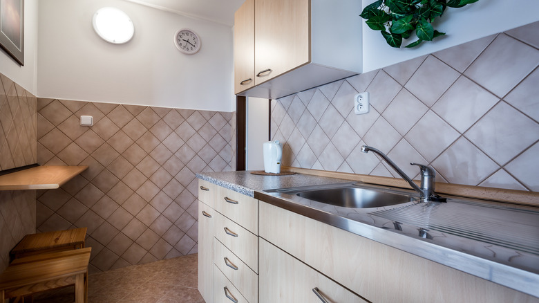 small enclosed kitchen area