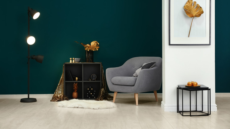 Dark green room