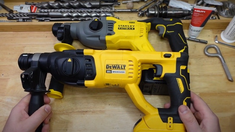 DeWalt and Stanley Fax Max tools side by side