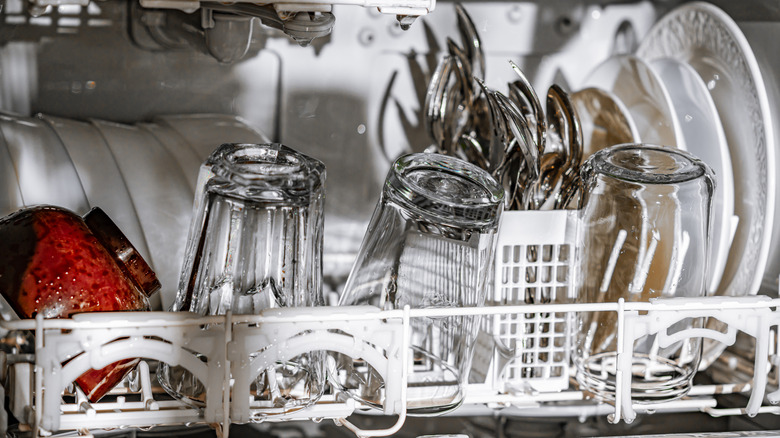 Cups upside down in dishwasher