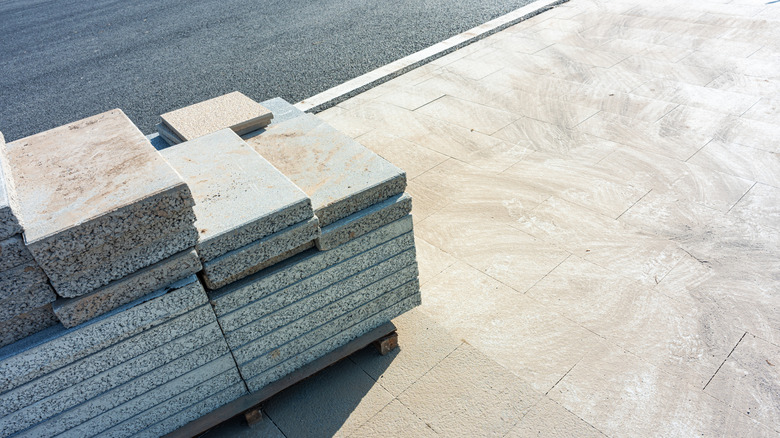 paving slabs sitting on driveway