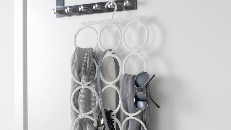 white multi-use hanger with loops