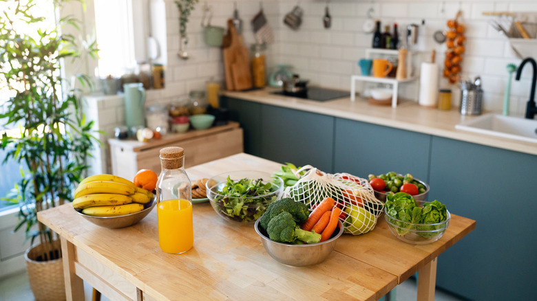 Bowls of produce on counter