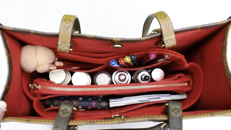 Interior of Amazon Lexsion bag insert in a Louis Vuitton bag