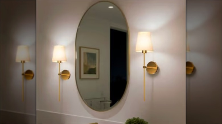 Volivo wall sconces from Walmart mounted on living room walls.