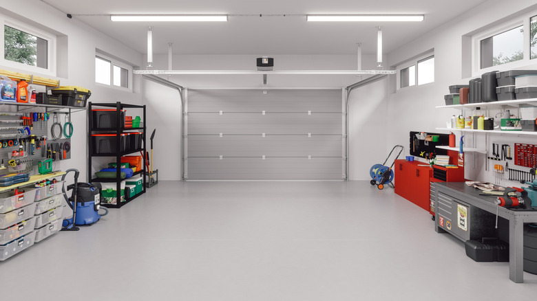 A modern garage interior with plenty of spare space