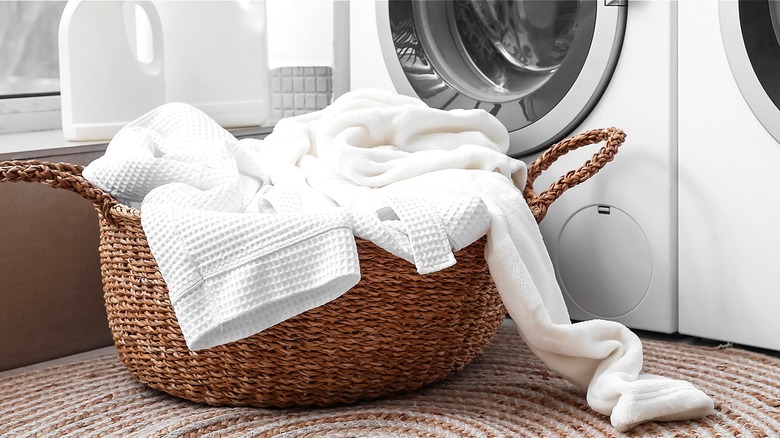 White clothes in laundry basket