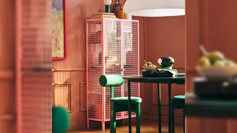 IKEA's light-pink glass-door cabinet