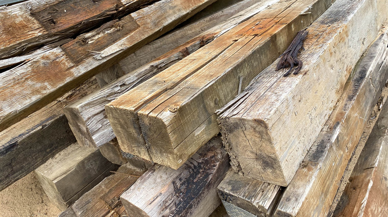 Stack of timber sleepers