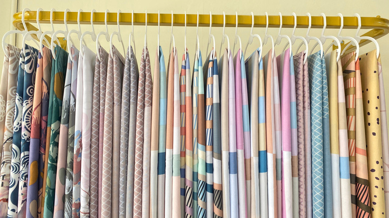 sheets stored on hangers
