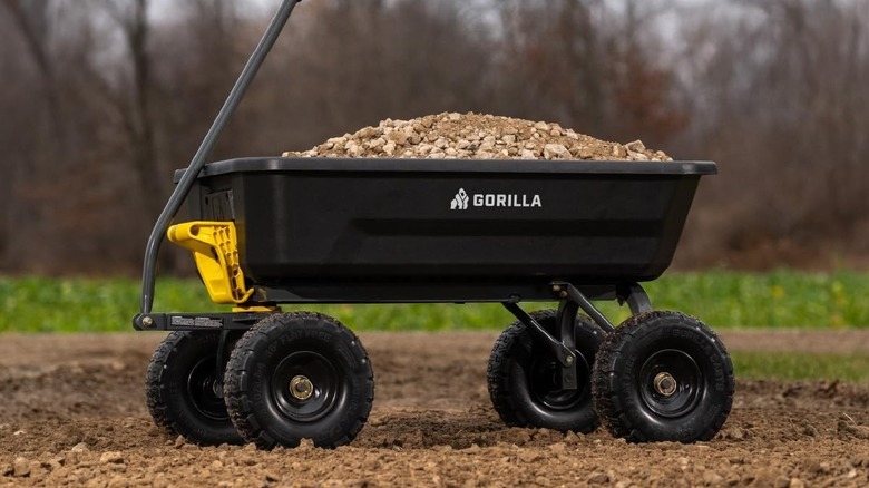 Gorilla Carts cart filled with gravel
