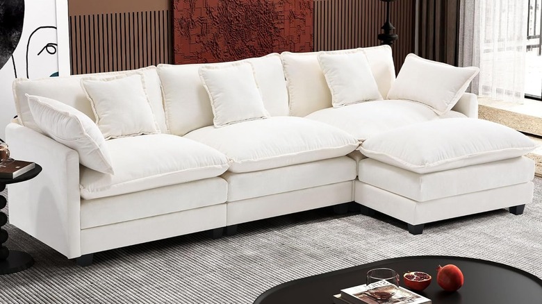 A beige Ihanherry L-shaped cloud couch available on Amazon.