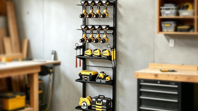 The BUKFEN wall-mounted tool storage rack available from Amazon