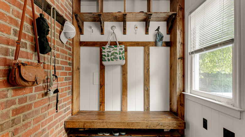 Hooks hanging in an entryway