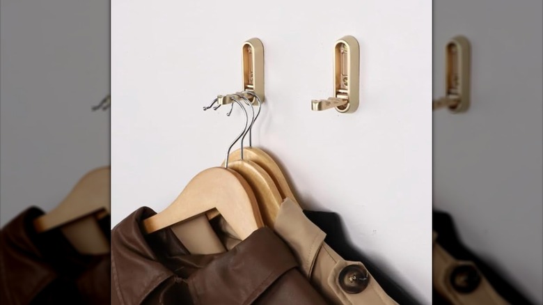 Gold folding hooks holding hangers