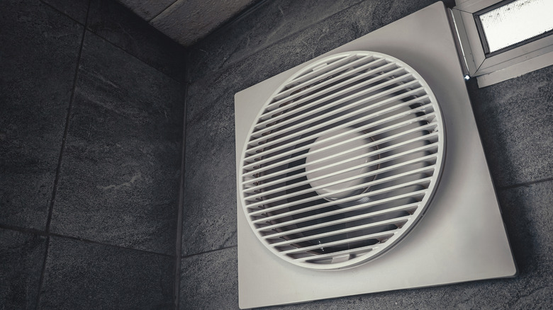 Close up of an exhaust fan installed on a wall